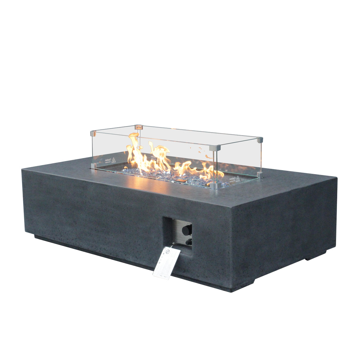 52 in. GFRC Propane Fire Pit Table with Wind Guard