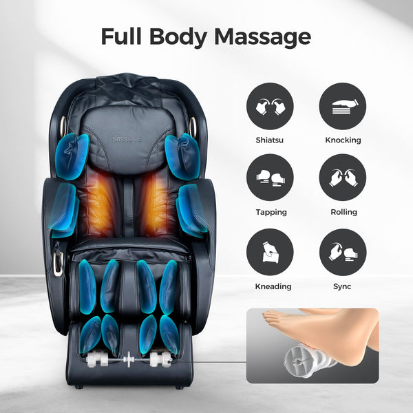BOSSCARE 3D Massage Chair with Zero Gravity, Voice and App Control – Black