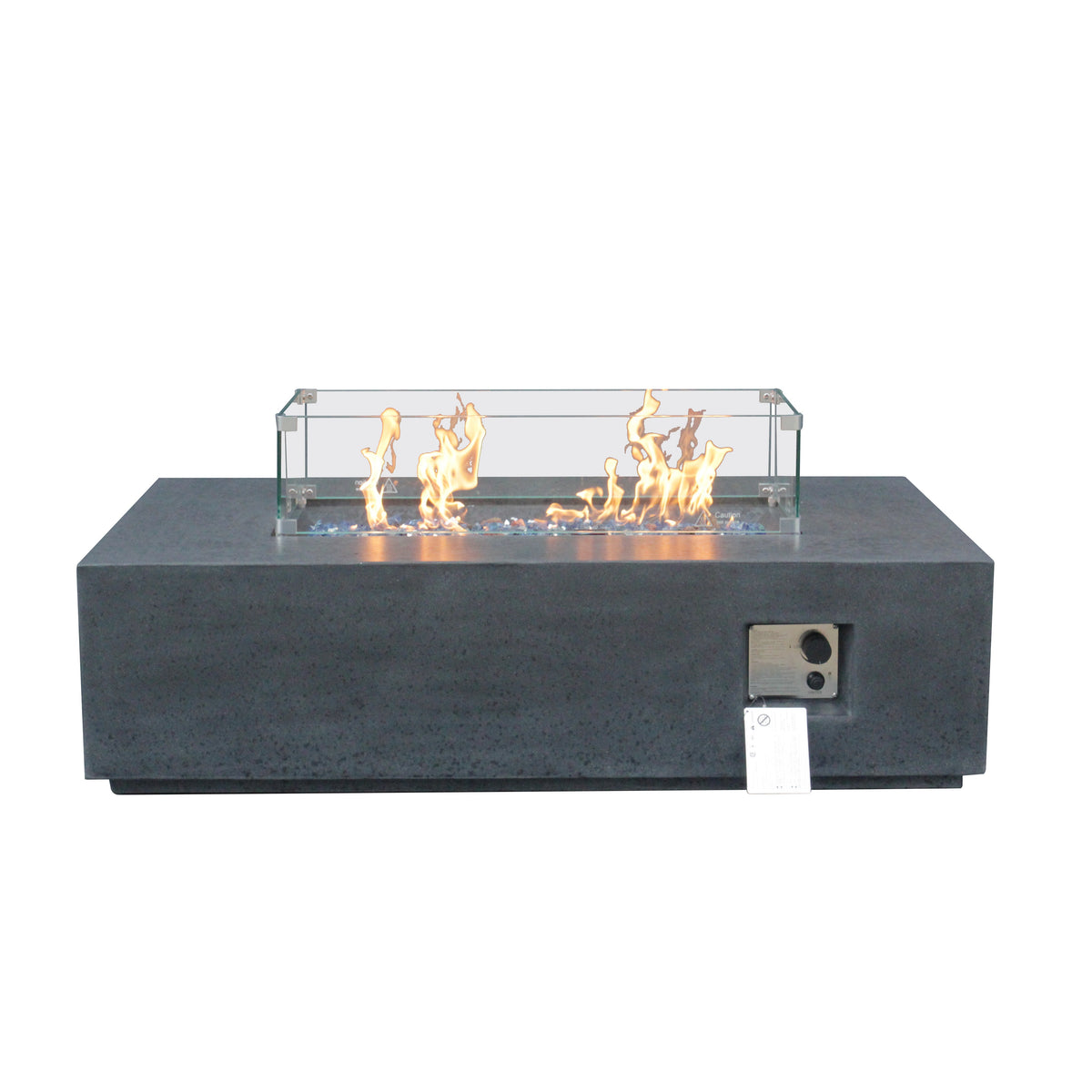 52 in. GFRC Propane Fire Pit Table with Wind Guard