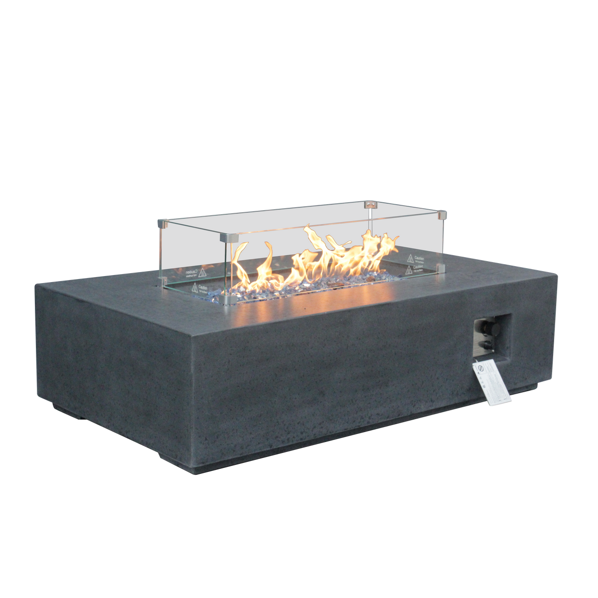 52 in. GFRC Propane Fire Pit Table with Wind Guard