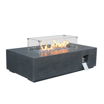 52 in. GFRC Propane Fire Pit Table with Wind Guard