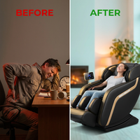 4D Massage Chair Full Body, Zero Gravity Massage Chair with Heat and Foot Massage with Airbags, Kneading, Bluetooth, LCD Touch Control - Black — Before & After