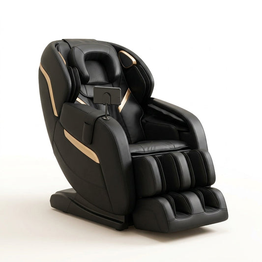 4D Massage Chair Full Body, Zero Gravity Massage Chair with Heat and Foot Massage with Airbags, Kneading, Bluetooth, LCD Touch Control - Black — Studio Shot
