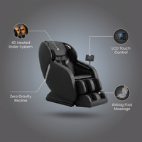 4D Massage Chair Full Body, Zero Gravity Massage Chair with Heat and Foot Massage with Airbags, Kneading, Bluetooth, LCD Touch Control - Black — infographic