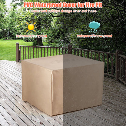 5-Piece PE Rattan Patio Set with 50,000 BTU Fire Pit
