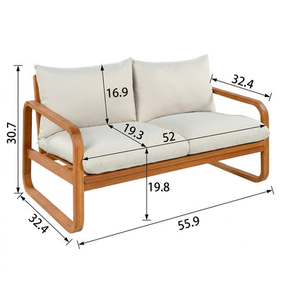 4-Piece Acacia Wood Patio Conversation Set with Cushions