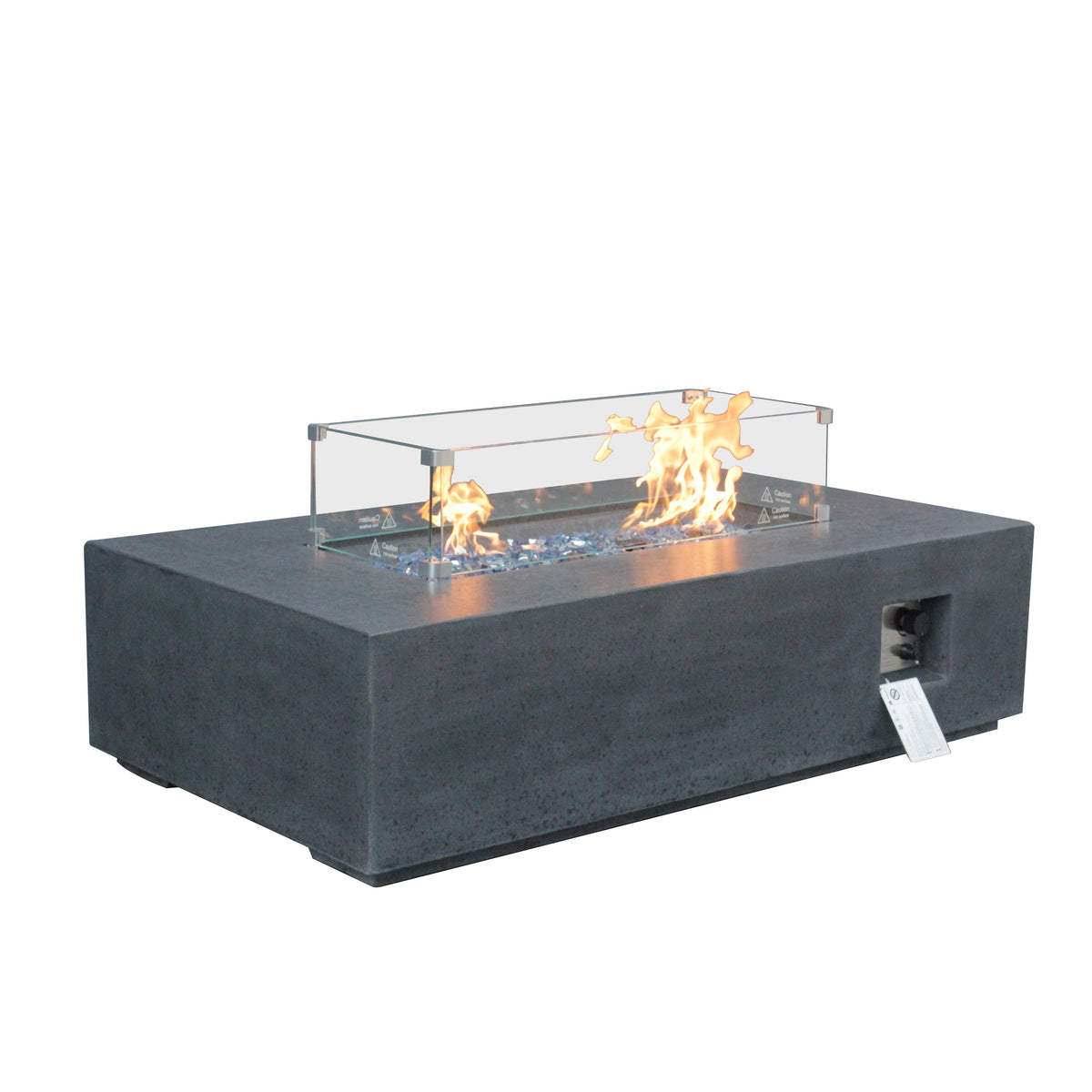 52 in. GFRC Propane Fire Pit Table with Wind Guard