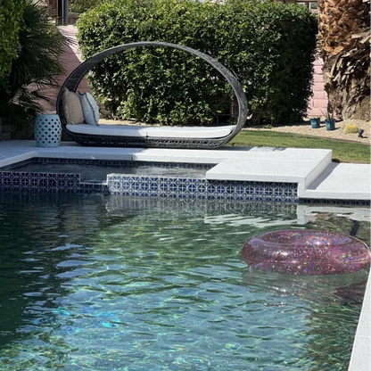 Outdoor Wicker Canopy Daybed with Water-Resistant Cushion