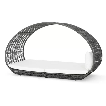 Outdoor Wicker Canopy Daybed with Water-Resistant Cushion