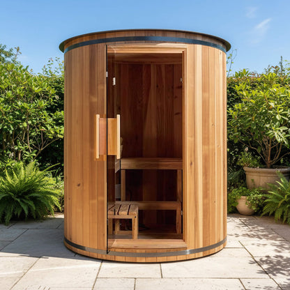 Barcelona 78 in. 4-Person Cedar Outdoor Barrel Sauna with 6 kW Heater