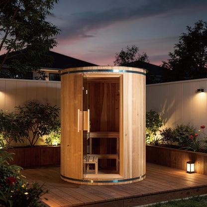 Barcelona 78 in. 4-Person Cedar Outdoor Barrel Sauna with 6 kW Heater