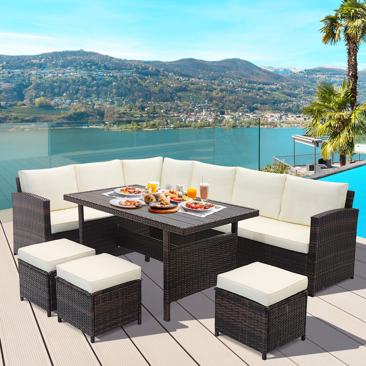 DirectDeals 7-Piece Wicker Outdoor Patio Furniture Set