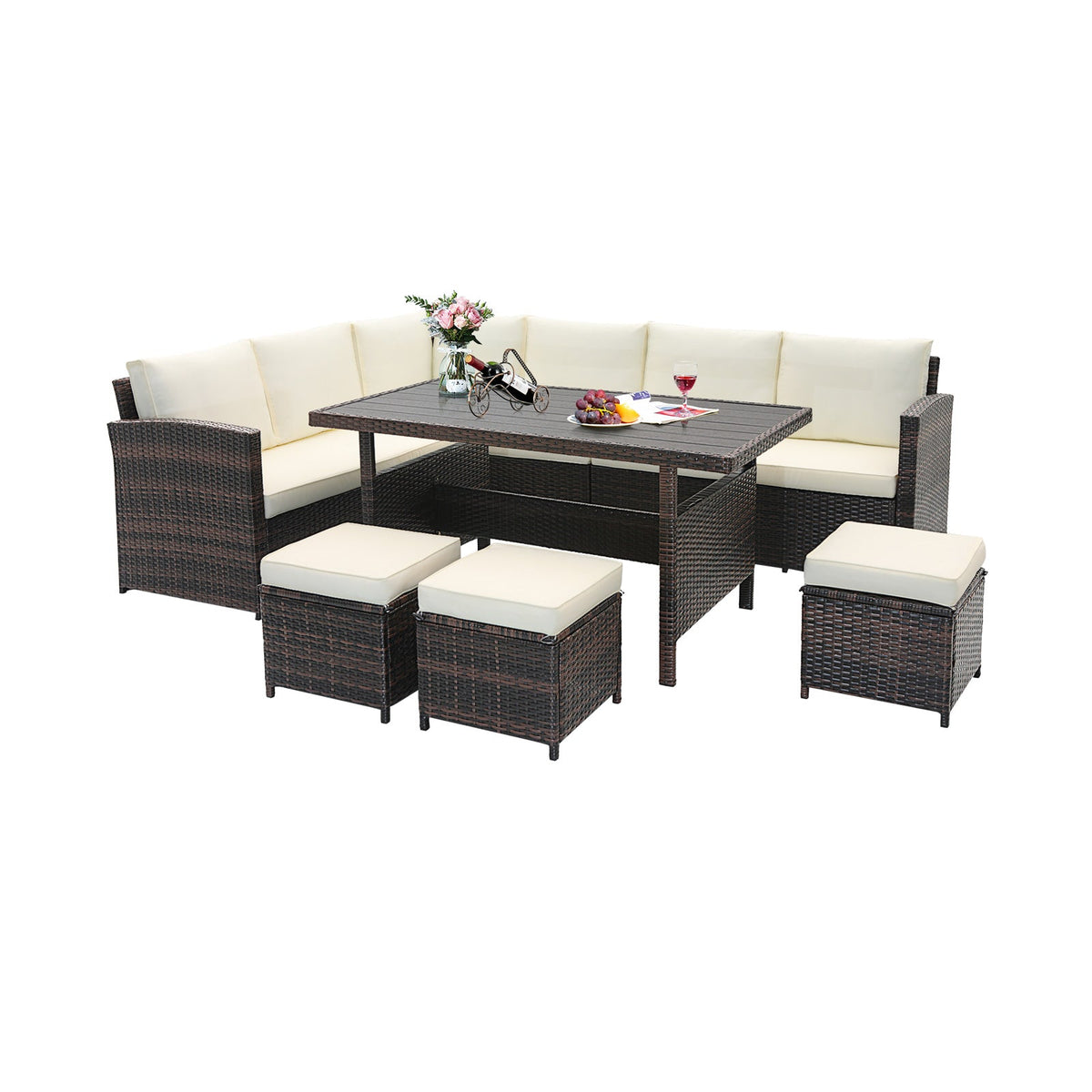 DirectDeals 7-Piece Wicker Outdoor Patio Furniture Set