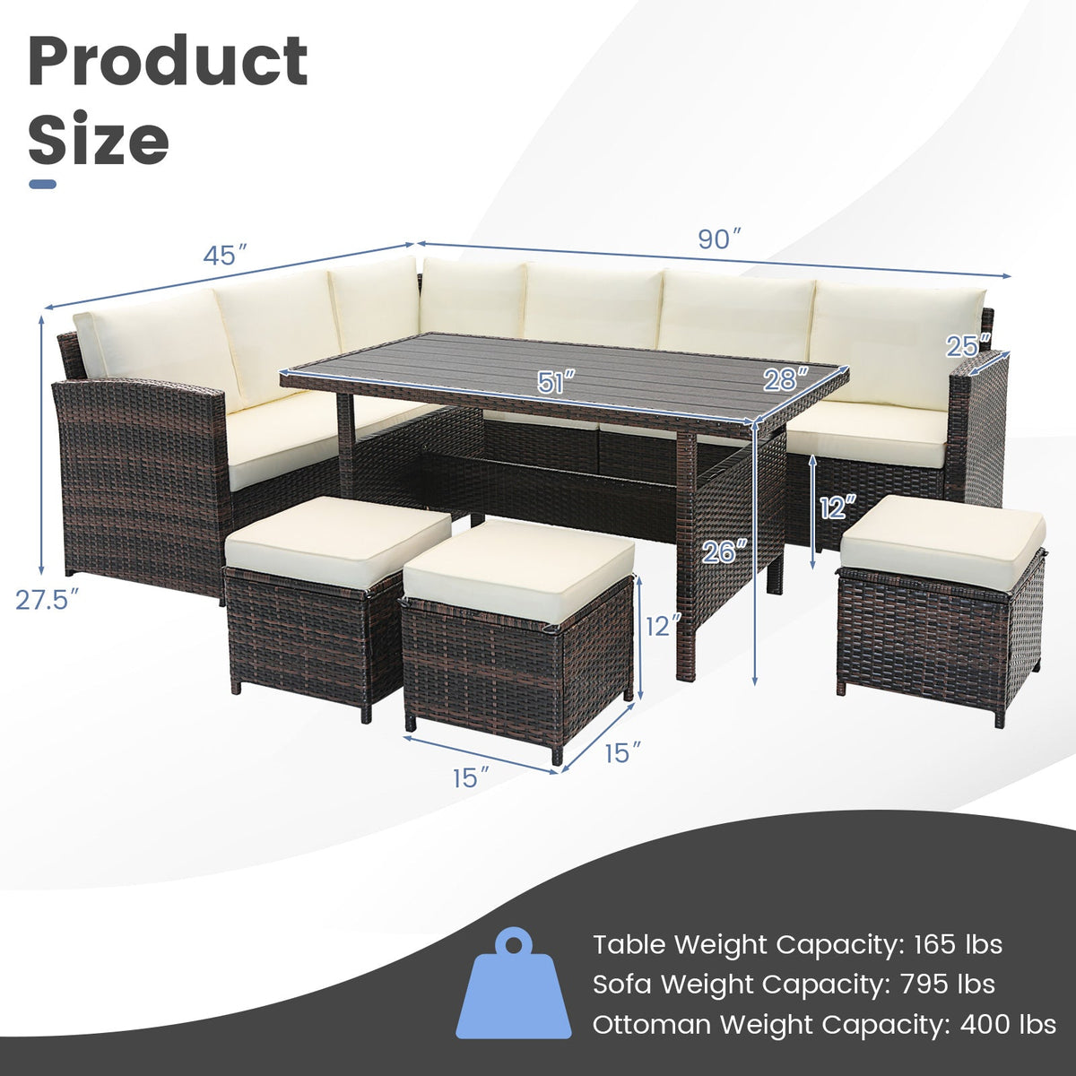 DirectDeals 7-Piece Wicker Outdoor Patio Furniture Set