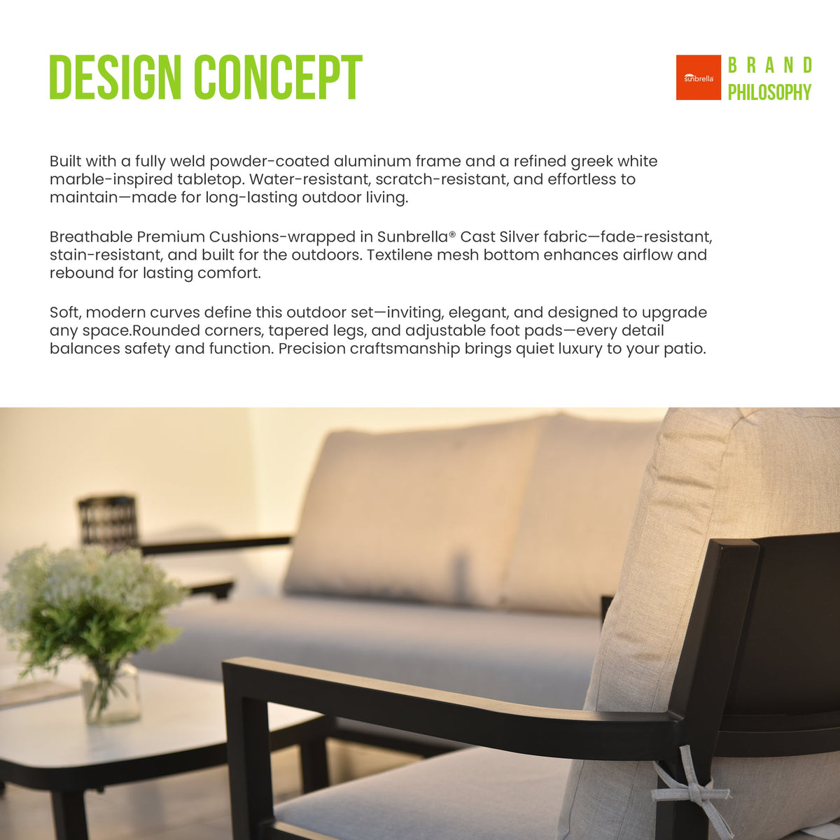 3-Piece Aluminum Patio Conversation Set with Swivel Chairs