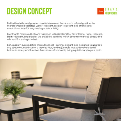 3-Piece Aluminum Patio Conversation Set with Swivel Chairs