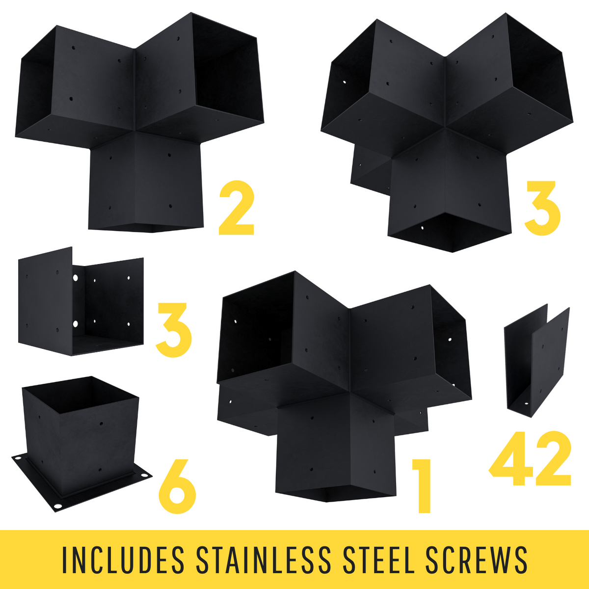 Zen Attached Pergola Bracket Kit for Roof Rafters – Up to 24' x 24'