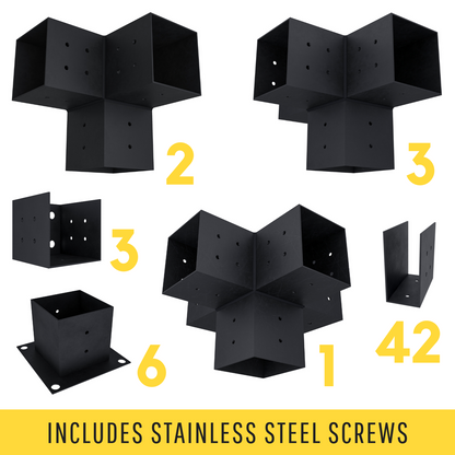Zen Attached Pergola Bracket Kit for Roof Rafters – Up to 24' x 24'
