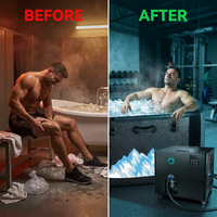 Cold Plunge Tub, 248 Gallon, 1 Horsepower, Heavy-Duty Ice Bath Tub for Athletes with Hot & Cold, Portable Inflatable Plunge Chiller with Water Treatment Kit, Immersion Therapy, Wifi (Black, 1 Set) — Before & After