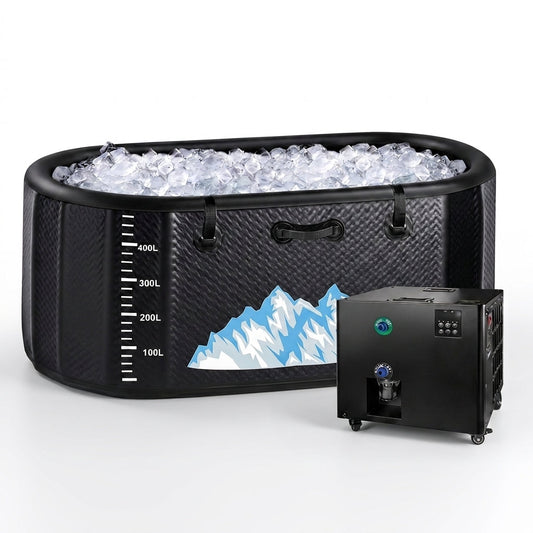 Cold Plunge Tub, 248 Gallon, 1 Horsepower, Heavy-Duty Ice Bath Tub for Athletes with Hot & Cold, Portable Inflatable Plunge Chiller with Water Treatment Kit, Immersion Therapy, Wifi (Black, 1 Set) — Studio Shot