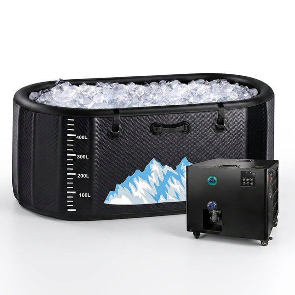 Cold Plunge Tub, 248 Gallon, 1 Horsepower, Heavy-Duty Ice Bath Tub for Athletes with Hot & Cold, Portable Inflatable Plunge Chiller with Water Treatment Kit, Immersion Therapy, Wifi (Black, 1 Set) — Studio Shot