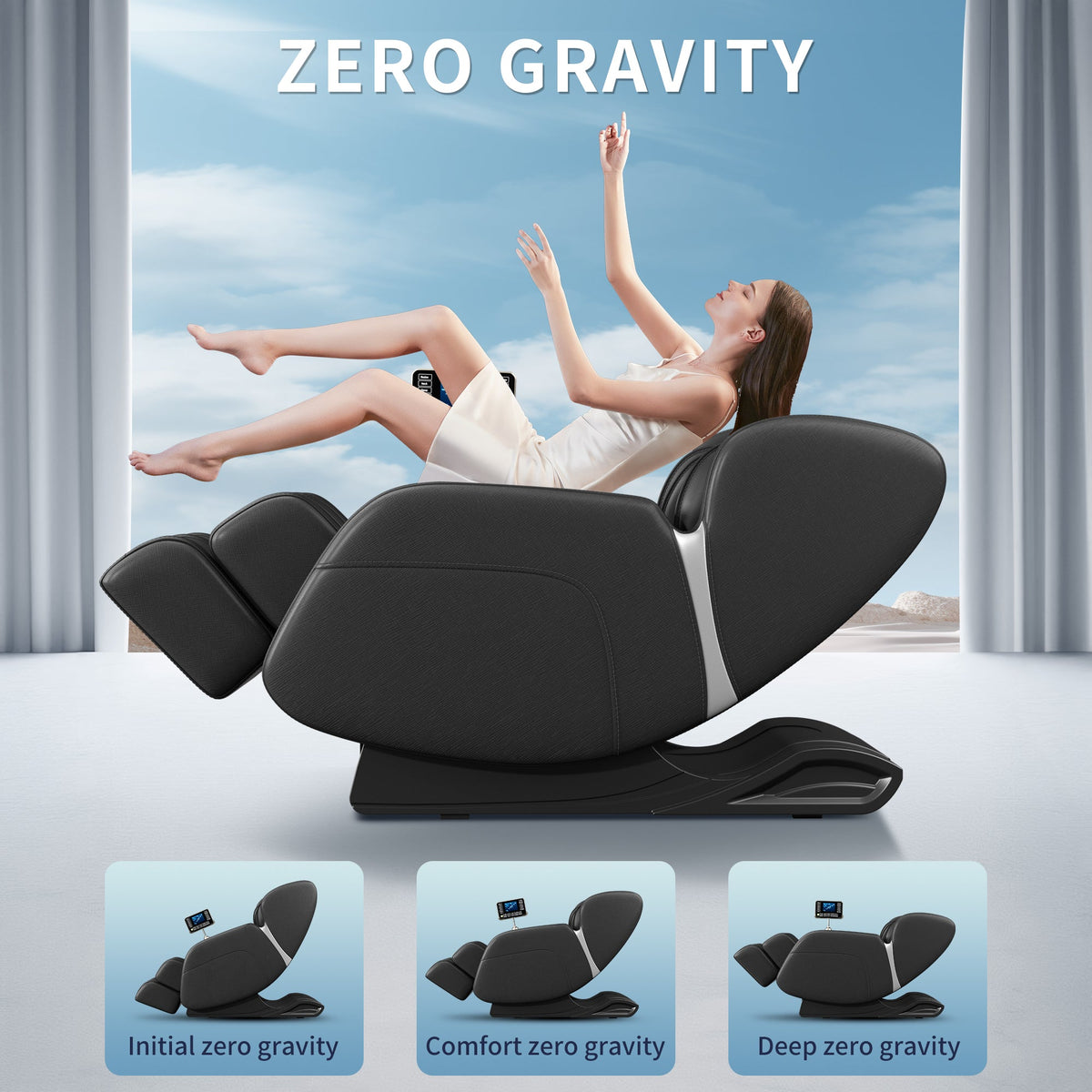 TJX-A-SS02 Zero Gravity Massage Chair with Heat – Black