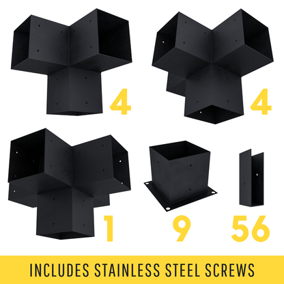 Zen Freestanding Pergola Bracket Kit with Slatted Roof up to 24' x 24'