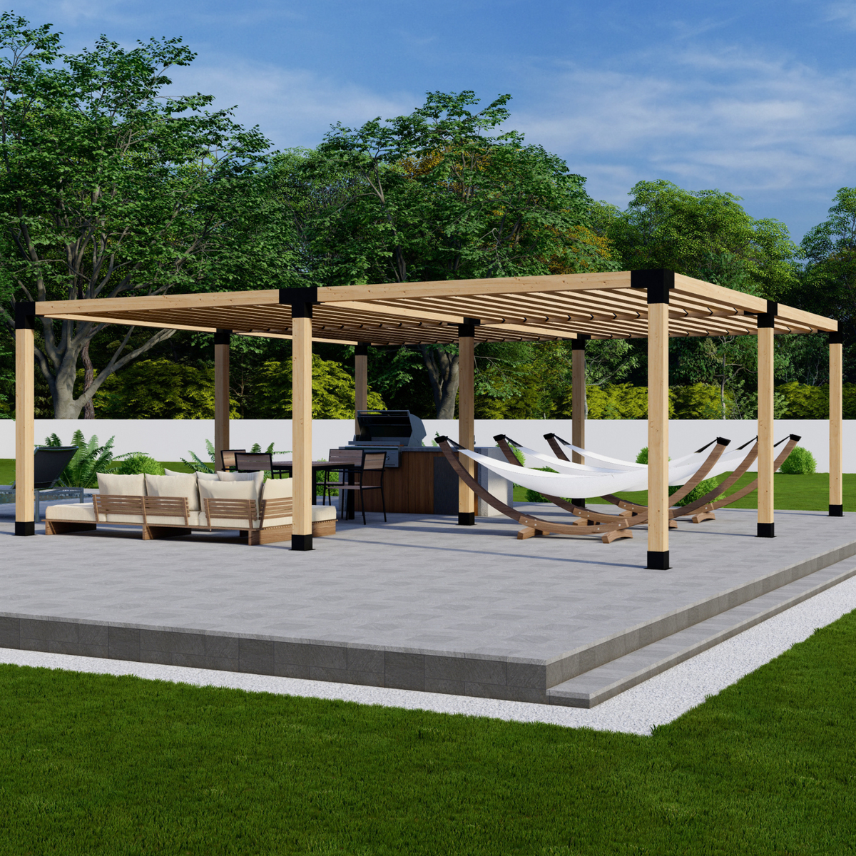 Zen Freestanding Pergola Bracket Kit with Slatted Roof up to 24' x 24'