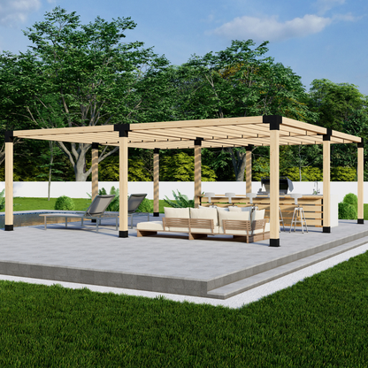 Zen Freestanding Pergola Bracket Kit with Slatted Roof up to 24' x 24'