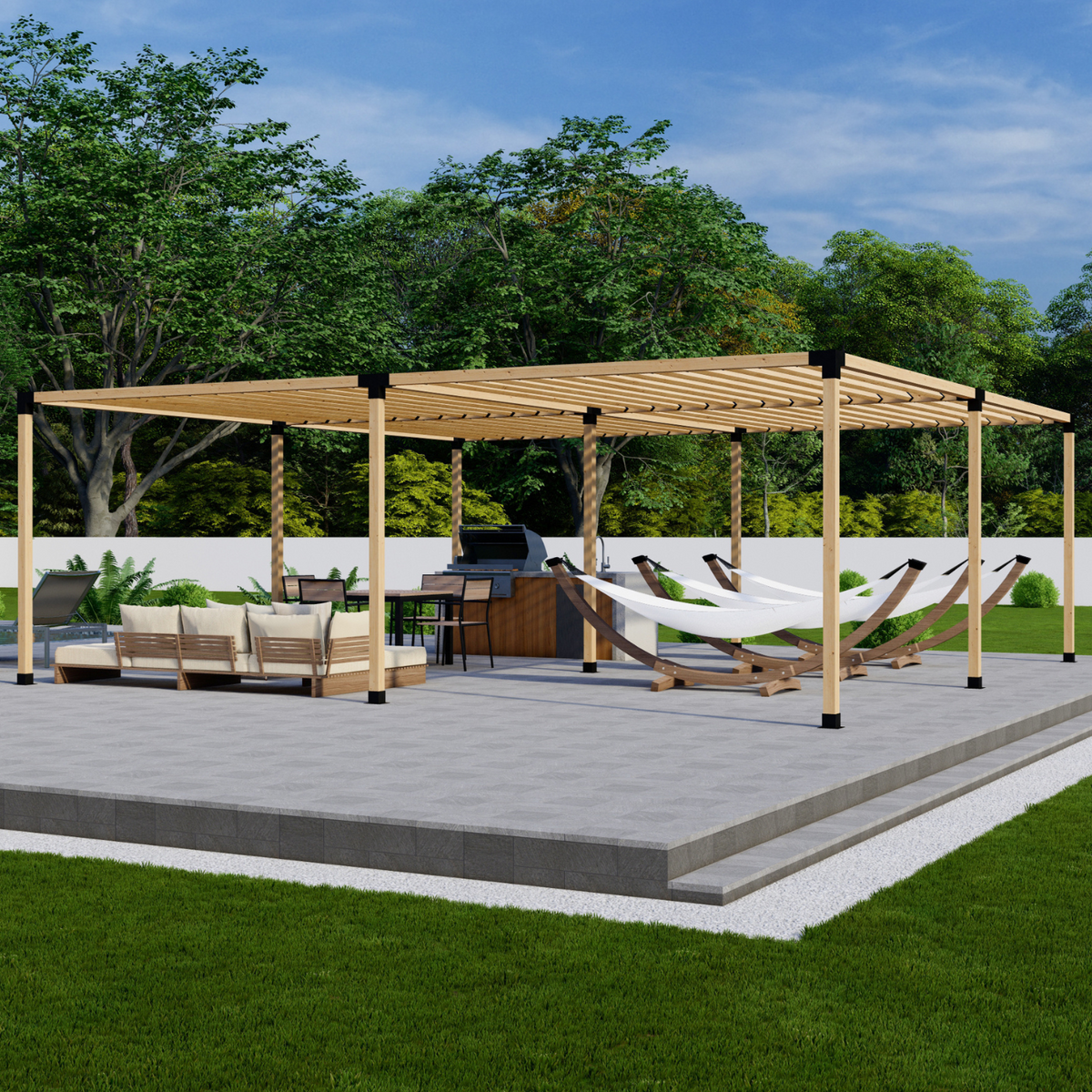 Zen Freestanding Pergola Bracket Kit with Slatted Roof up to 24' x 24'
