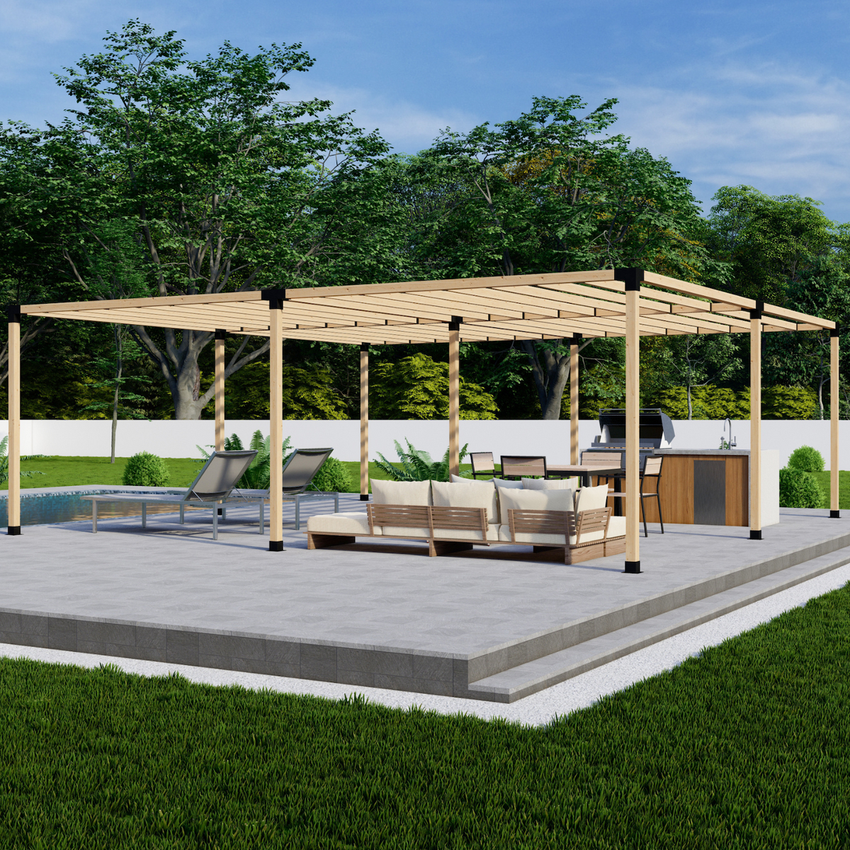 Zen Freestanding Pergola Bracket Kit with Slatted Roof up to 24' x 24'