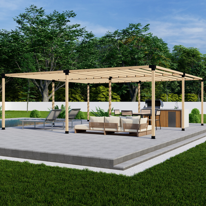 Zen Freestanding Pergola Bracket Kit with Slatted Roof up to 24' x 24'