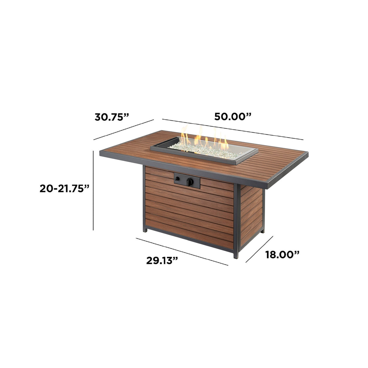 Kenwood & Brooks Rectangular Gas Fire Pit Table