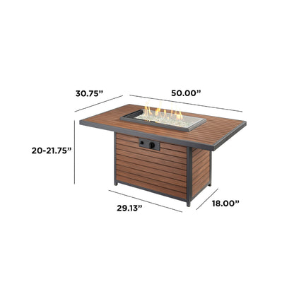 Kenwood & Brooks Rectangular Gas Fire Pit Table