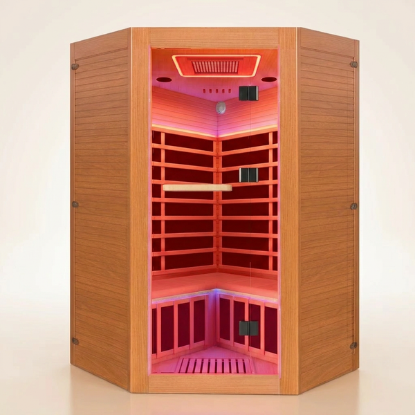 Multifunctional 2-3 Person Infrared Sauna for Home, 2180W Indoor Sauna with 7-Color LED Ambient Light, Red Light Feature, Oxygen Bar, Dual Bluetooth Speakers, 360° Surround Heating — Studio Shot