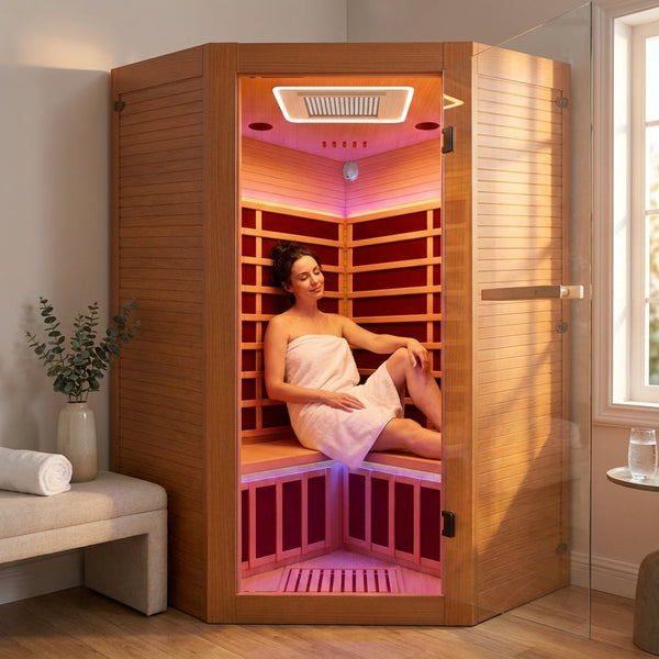 Infrared Sauna Built for Home Wellness, 2180W 360° Heating, Red Light Therapy, Oxygen Bar, Bluetooth Audio
