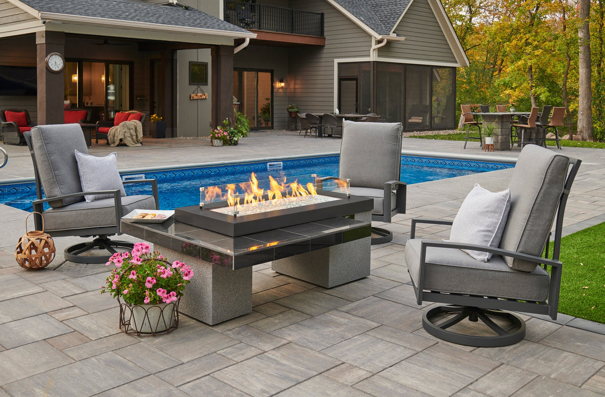 The Outdoor GreatRoom Uptown Black Linear Gas Fire Pit Table