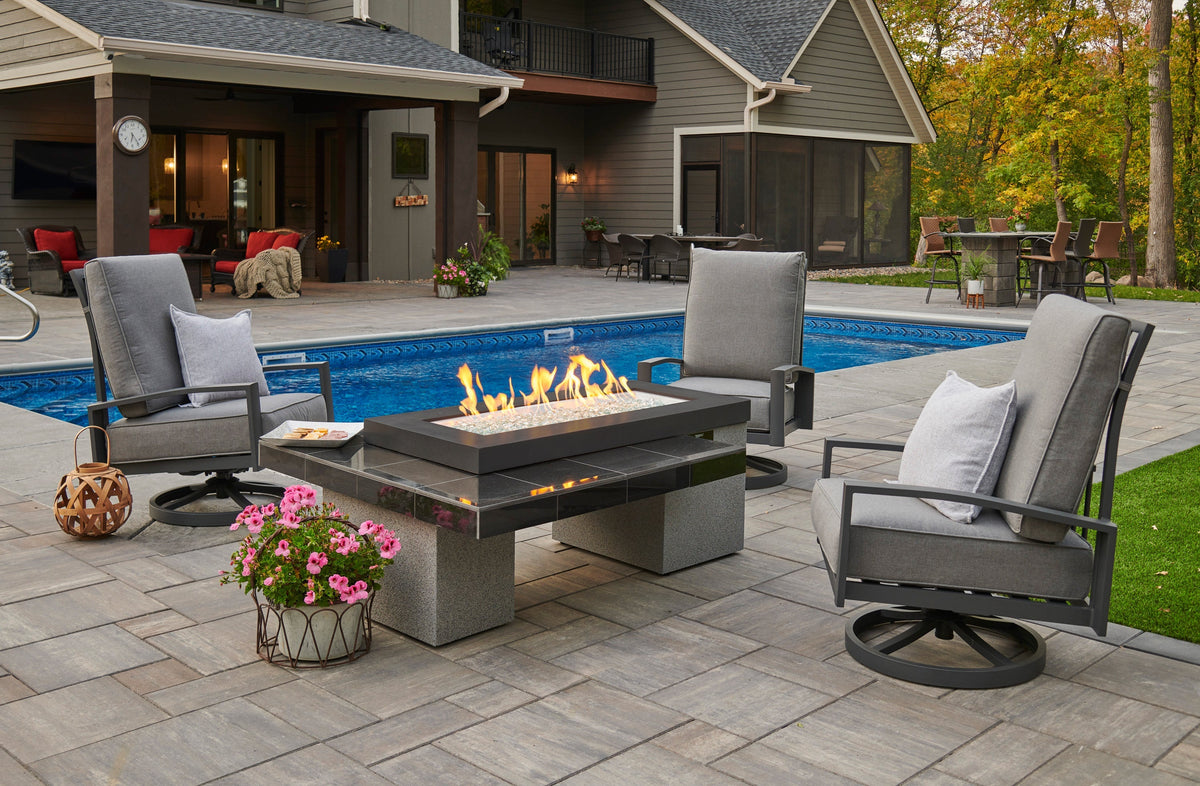 The Outdoor GreatRoom Uptown Black Linear Gas Fire Pit Table