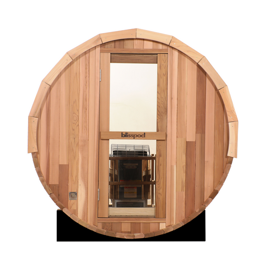 Blisspod Prague Canadian Red Cedar Barrel Sauna with Glass Back
