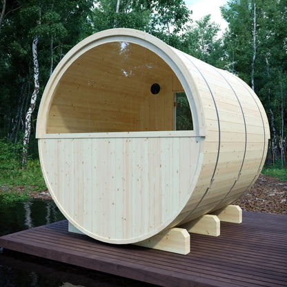 Finnish Sauna Builders Vassa 6-Person Barrel Sauna with 8 kW Heater