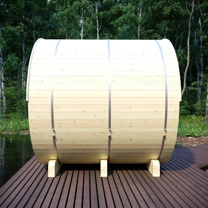 Finnish Sauna Builders Vassa 6-Person Barrel Sauna with 8 kW Heater