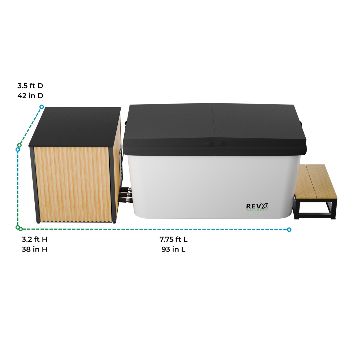 RevX X Tub Acrylic Cold Plunge with LUX 1.5 HP Chiller