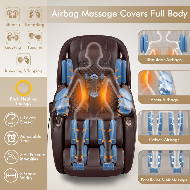 Costway Zero Gravity Full Body Massage Chair with 53 in. SL Track