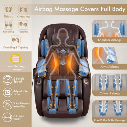 Costway Zero Gravity Full Body Massage Chair with 53 in. SL Track