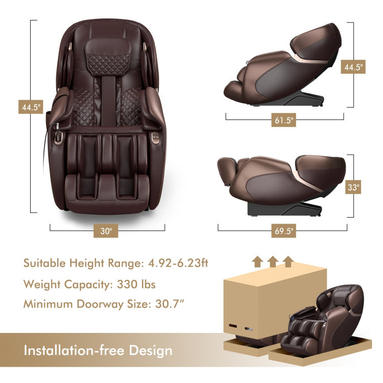 Costway Zero Gravity Full Body Massage Chair with 53 in. SL Track