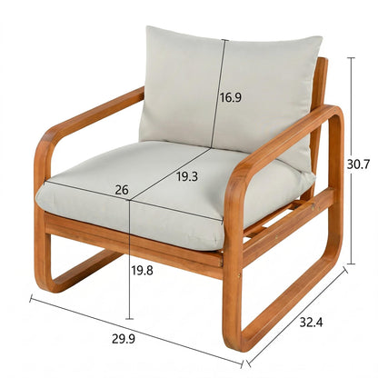 4-Piece Acacia Wood Patio Conversation Set with Cushions