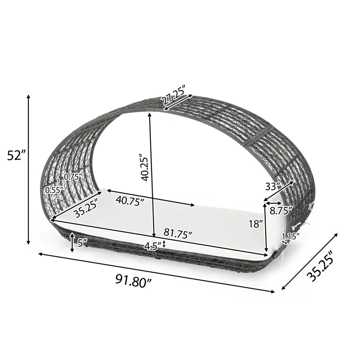 Outdoor Wicker Canopy Daybed with Water-Resistant Cushion