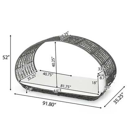 Outdoor Wicker Canopy Daybed with Water-Resistant Cushion