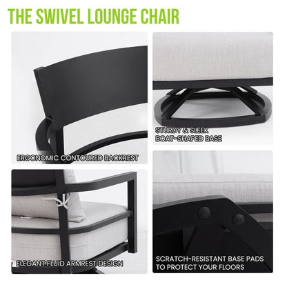 3-Piece Aluminum Patio Conversation Set with Swivel Chairs