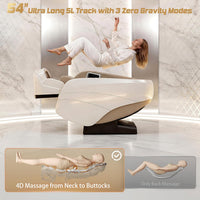 4D Massage Chair Full Body, Zero Gravity Recliner,34 Airbags Massage,20 Auto Massage Programs,Auto Body Scan,Ai Voice Control,55" SL Track,Beige